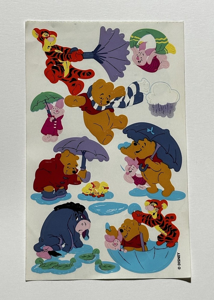 Vintage Sandylion Winnie The Pooh & Friends Rain Sticker Sheet New -No Packaging