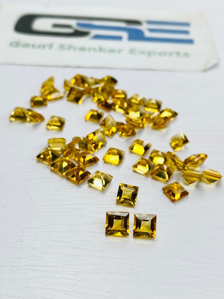 Citrine Faceted Square Cut Loose Gemstone 4x4 mm to 9x9 mm Natural A DG