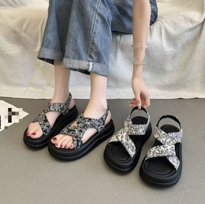 Women's Floral Twist Platform Slingback Beach Sandals