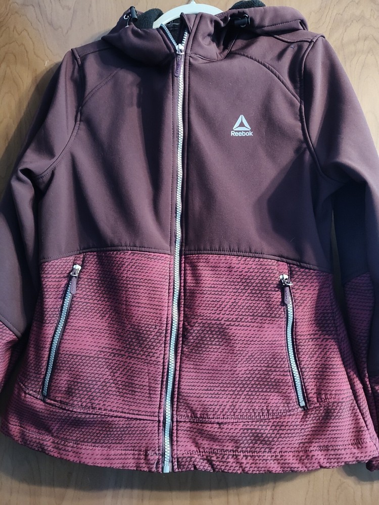 REEBOK Girls (Kids) Hooded Full Zip Jacket.  Size Large.  Burgundy Colored.