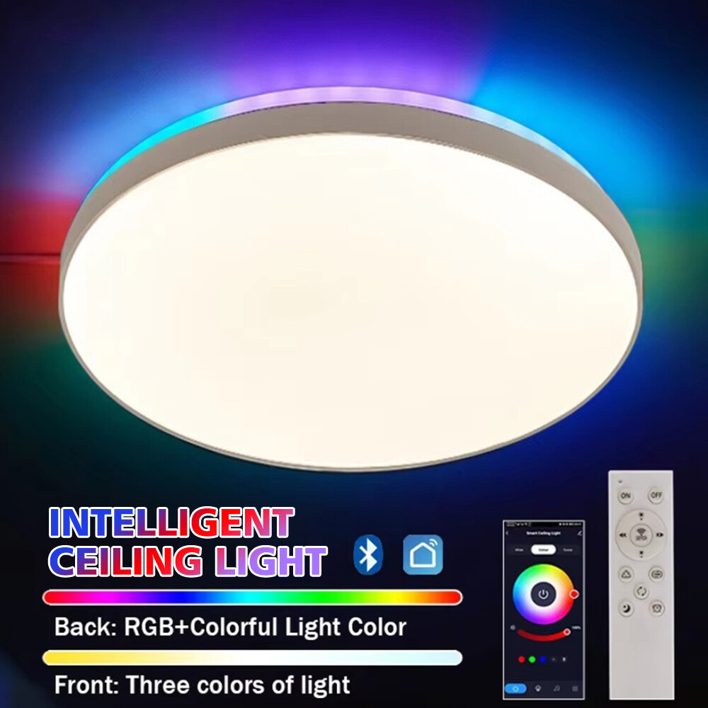 Smart RGB LED Ceiling Light with Remote Control Flush Mount Fixture