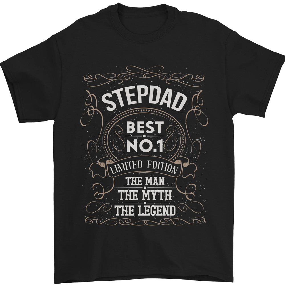 Fathers Day No 1 Stepdad Step Dad Funny Mens T-Shirt 100% Cotton-image