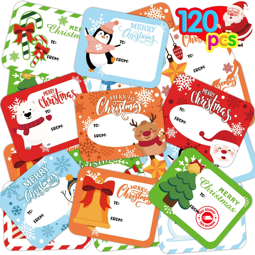Christmas Gift Tags Stickers,120 Pieces Xmas Holiday Present Labels for Gift Sel