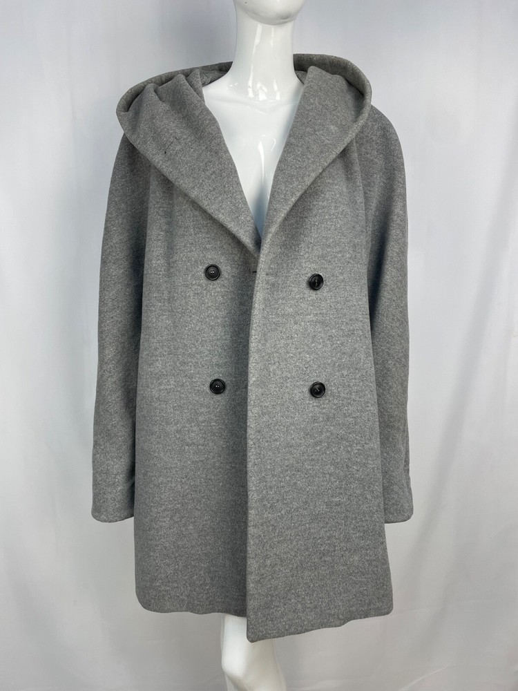 Women`s Burberry London Double-Breasted Pure Wool Hooded Coat Size L-XL