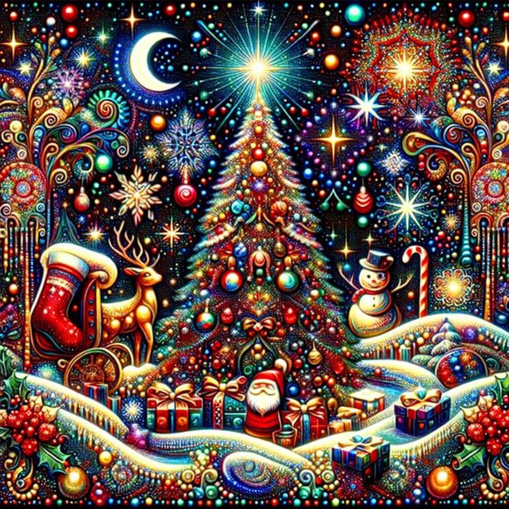 5D Christmas Tree Diamond Art Kits for Adults Beginners,Diy Full round Drill Dia