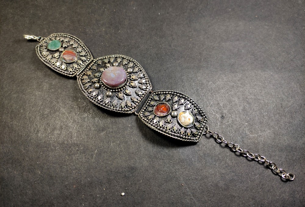 Ethnic Tribal Gypsy Agate Stone Banjara Adjustable Bangle Bracelet India