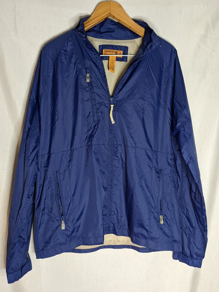 Vintage SPERRY TOP-SIDER Nylon Blue Full Zip 3 Pocket Windbreaker Jacket Large