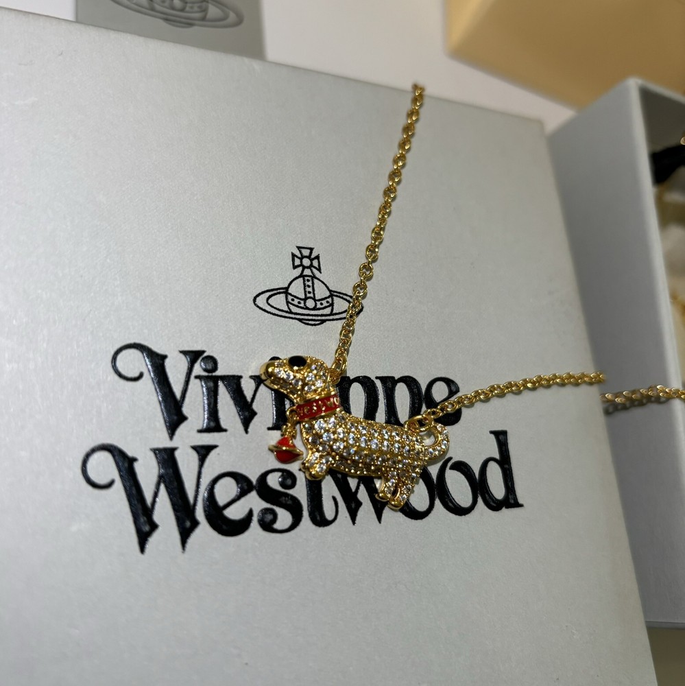 Vivienne Westwood Dachshund With Orb Necklace With Box Christmas Gift