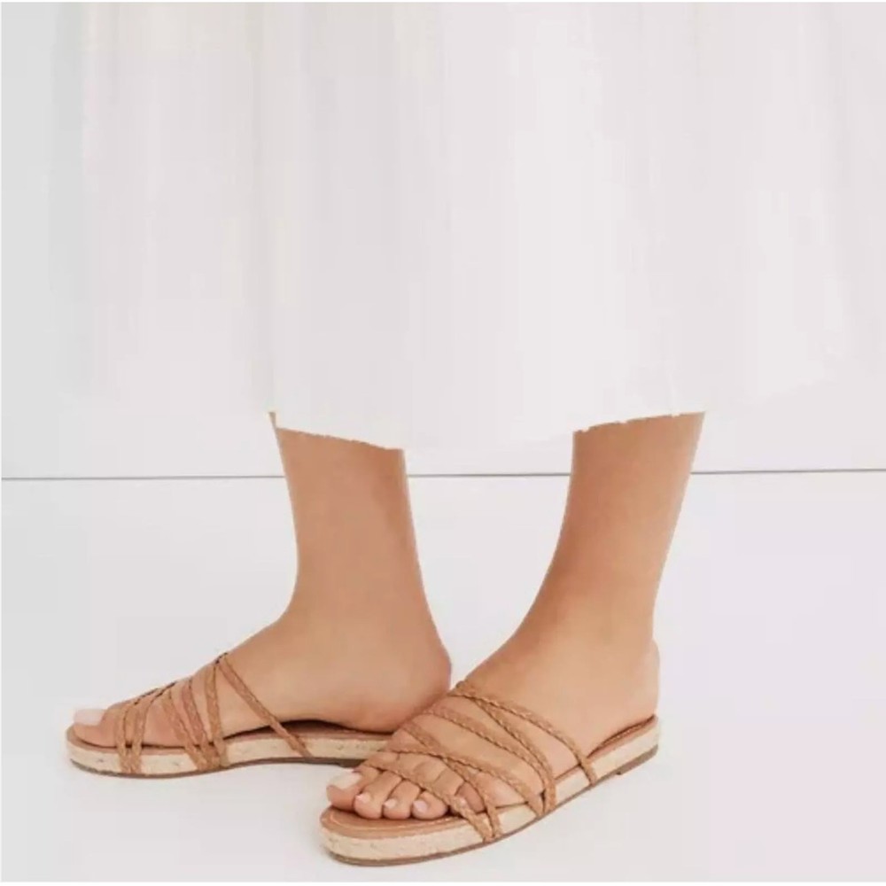 NWOT Madewell Kathryn Leather Espadrille Slide Sandal Size 9 Women's