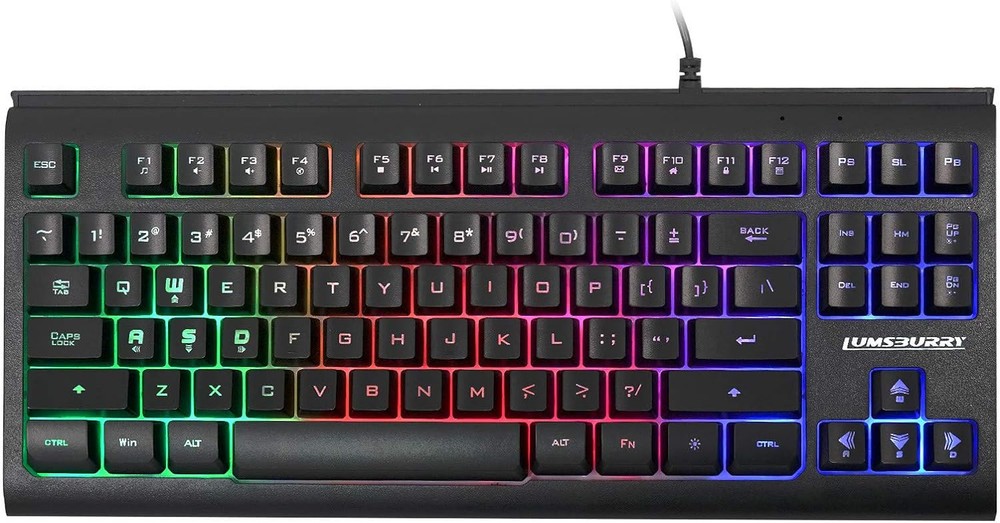 Compact 87-Key Rainbow LED Backlit Gaming Keyboard - Sleek Black Design for Enhanced Performance and Style