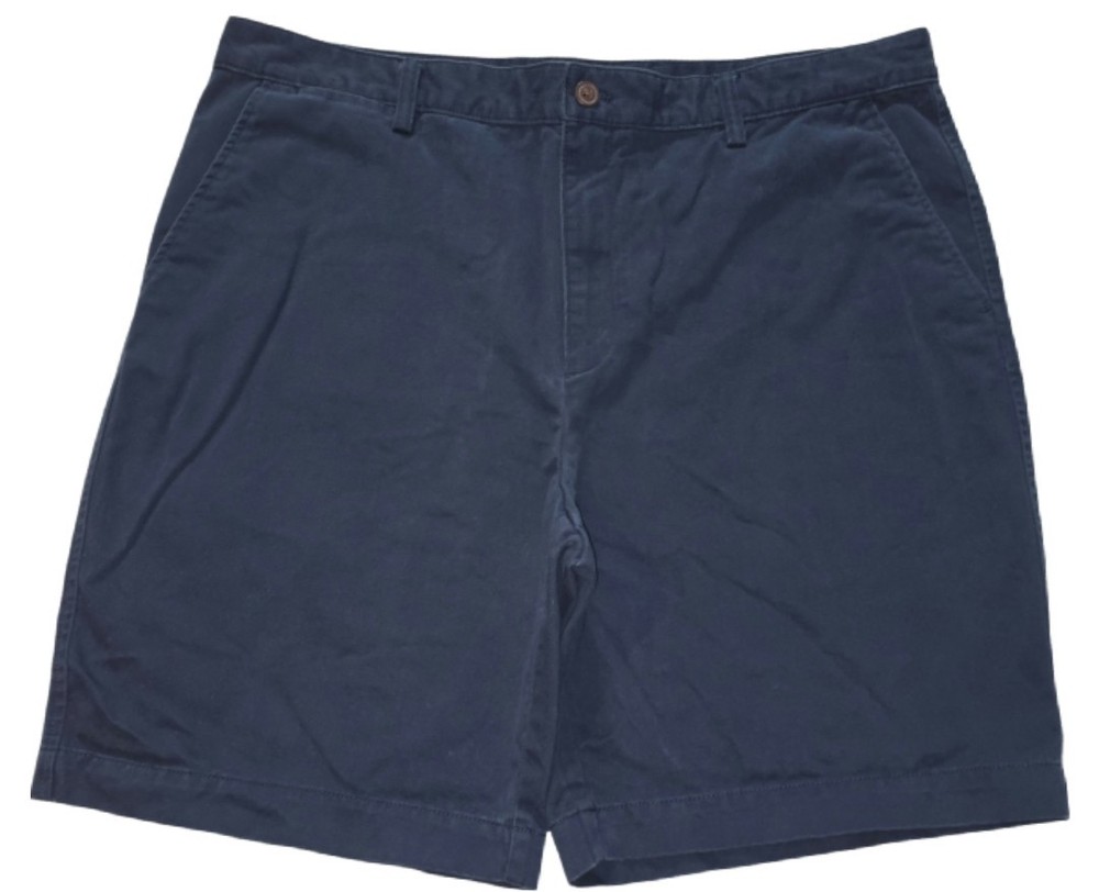 Lands End Navy Blue Traditional Fit Cotton Chino Shorts Men's Size 40