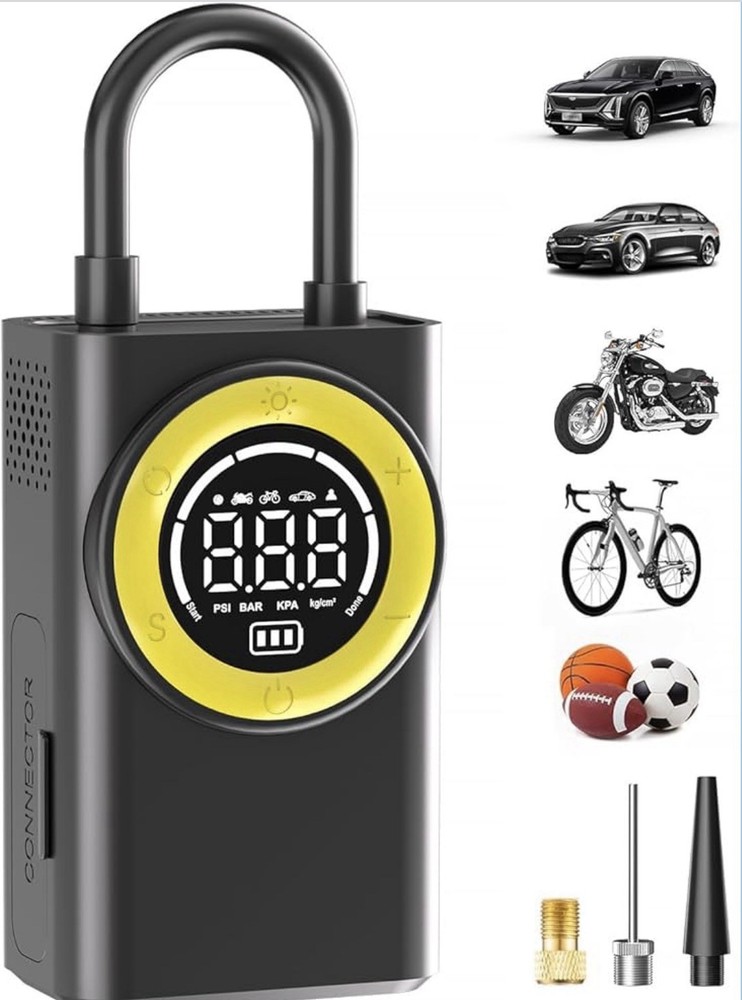 FLYKID Cordless Tire Inflator Black 7.4 V Portable 150 PSI Digital Air Pump LED