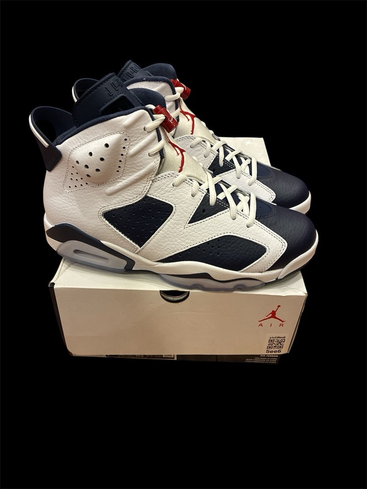 M159) Nike Air Jordan 6 VI Retro Olympics White/Navy/Red CT8529-164 Men's Size 9