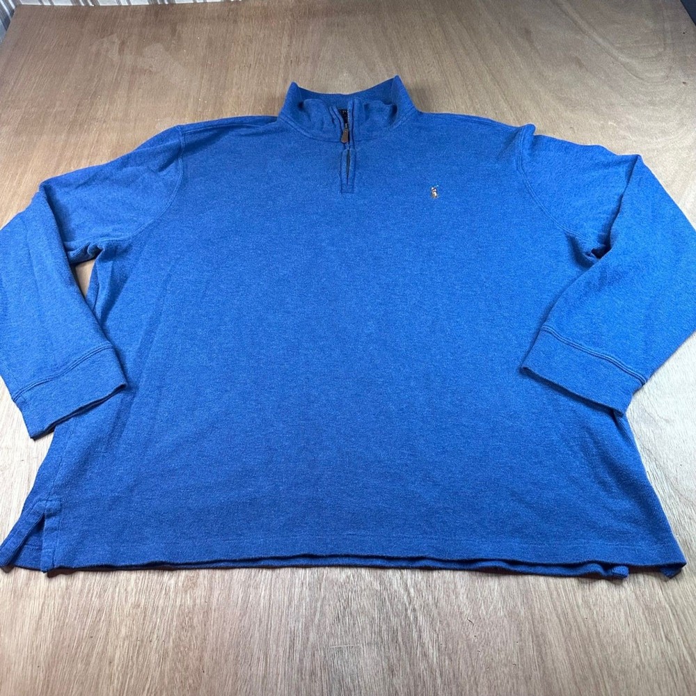 Polo Ralph Lauren Blue 1/4 Zip Pullover Sweater Mens XL Cotton