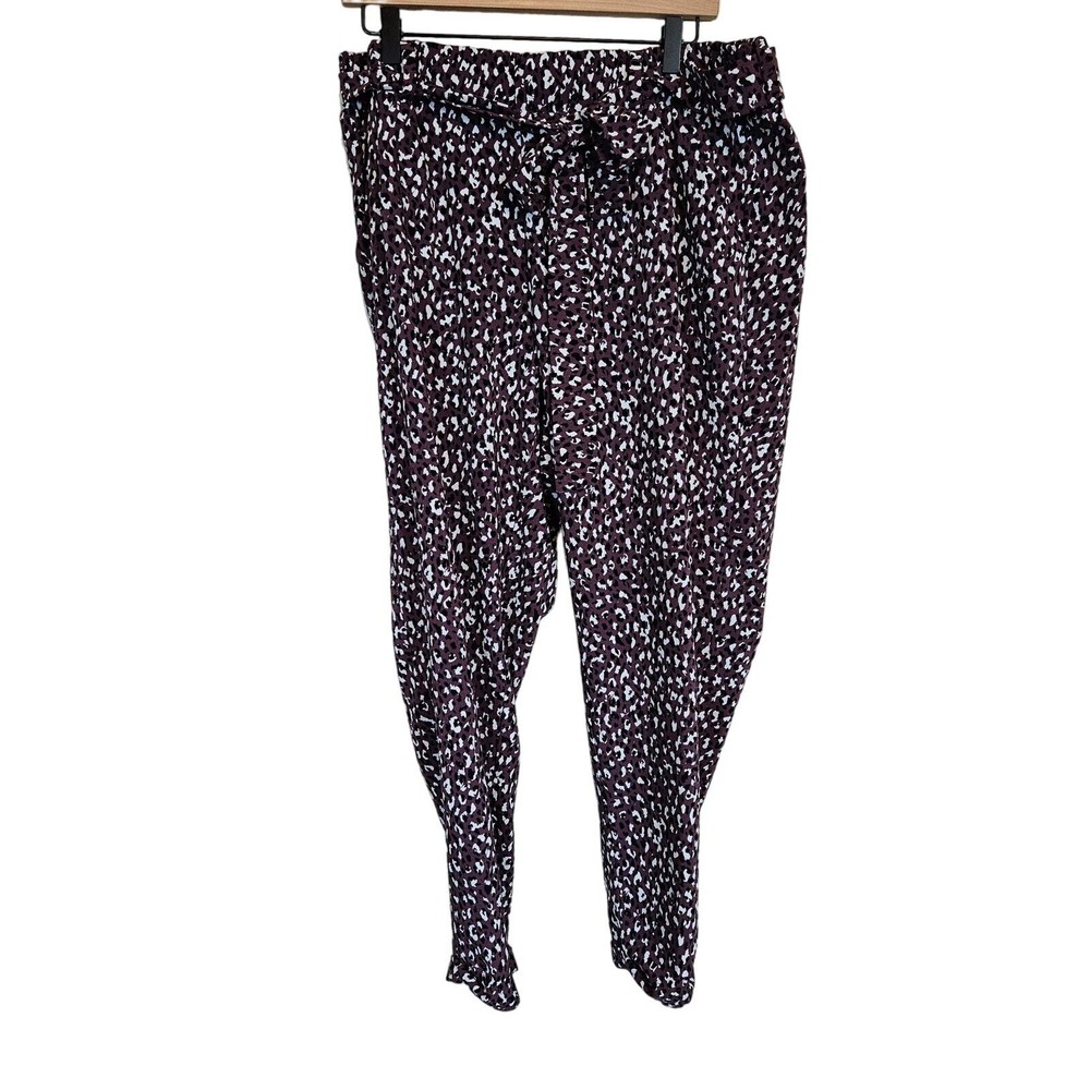 Torrid Pull-On Taper Stretch Crepe High-Rise Pant Purple Leopard Plus 2x