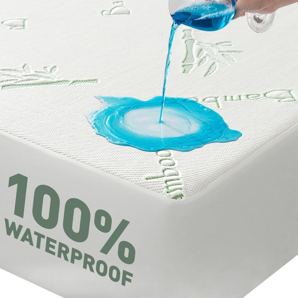 Cooling Full Mattress Protector - 100% Waterproof Noiseless Rayon Fiber Cover