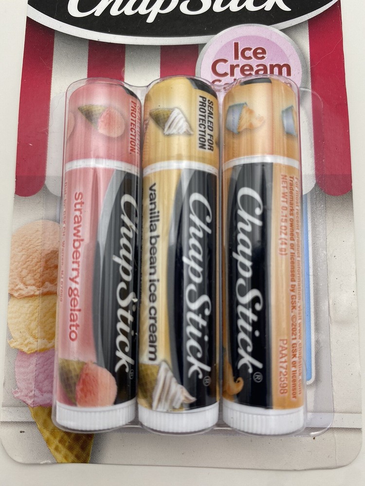 ChapStick Ice Cream Collection~Strawberry Gelato~Vanilla Bean~Orange Sherbet