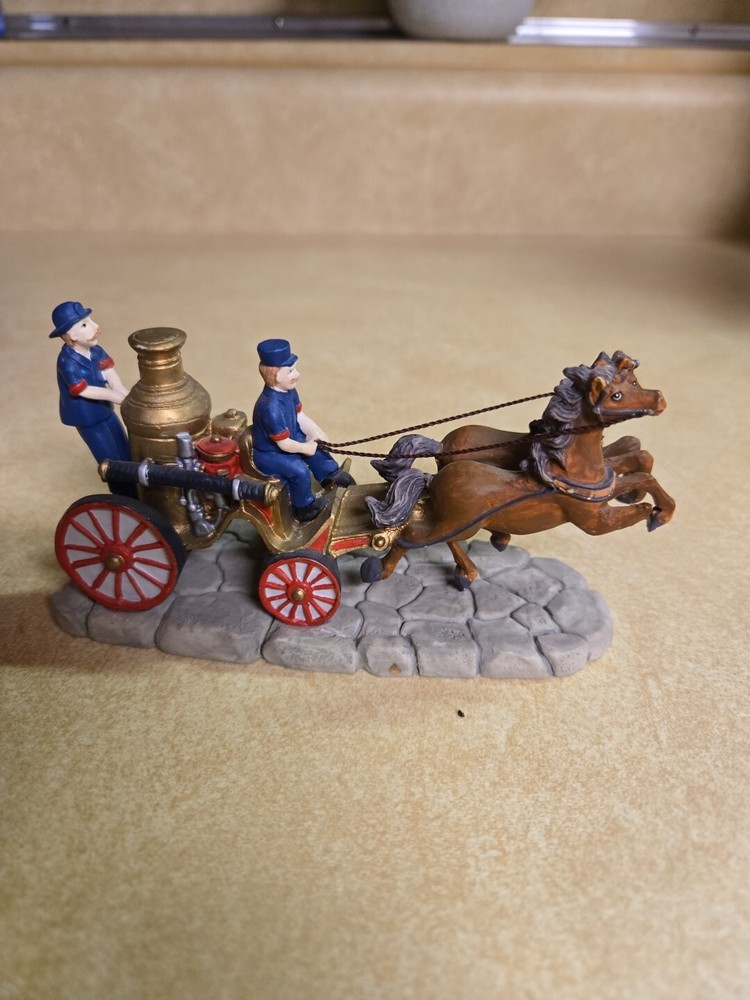 Lefton Colonial Village Figurine Horse Drawn Water Wagon 1994