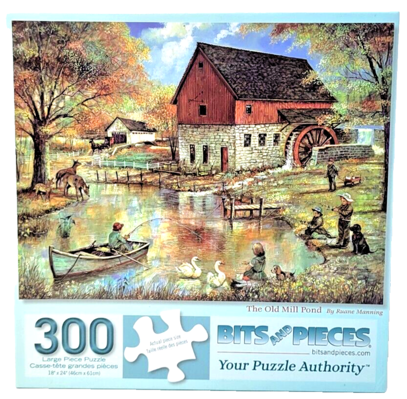 Bits & Pieces Puzzle The Old Mill Pond 300 Large Pcs Nostalgia Ruane Manning Art