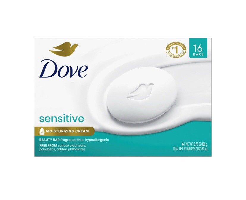Dove Sensitive Skin Beauty Bar Extra Moisturizing 3.75 oz 16 Bars