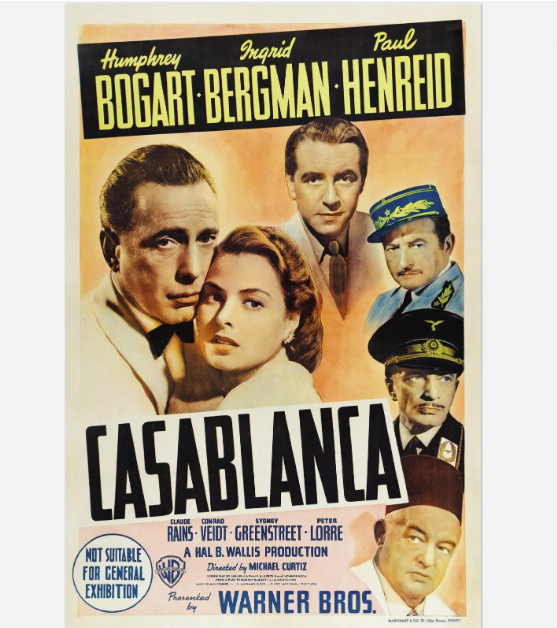 Casablanca - Vintage Movie Poster - Humphrey Bogart