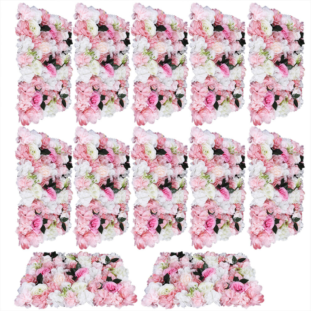 12PCS Artificial Flower Wall Panels Rose Hydrangea Backdrop Panel Wedding Decor