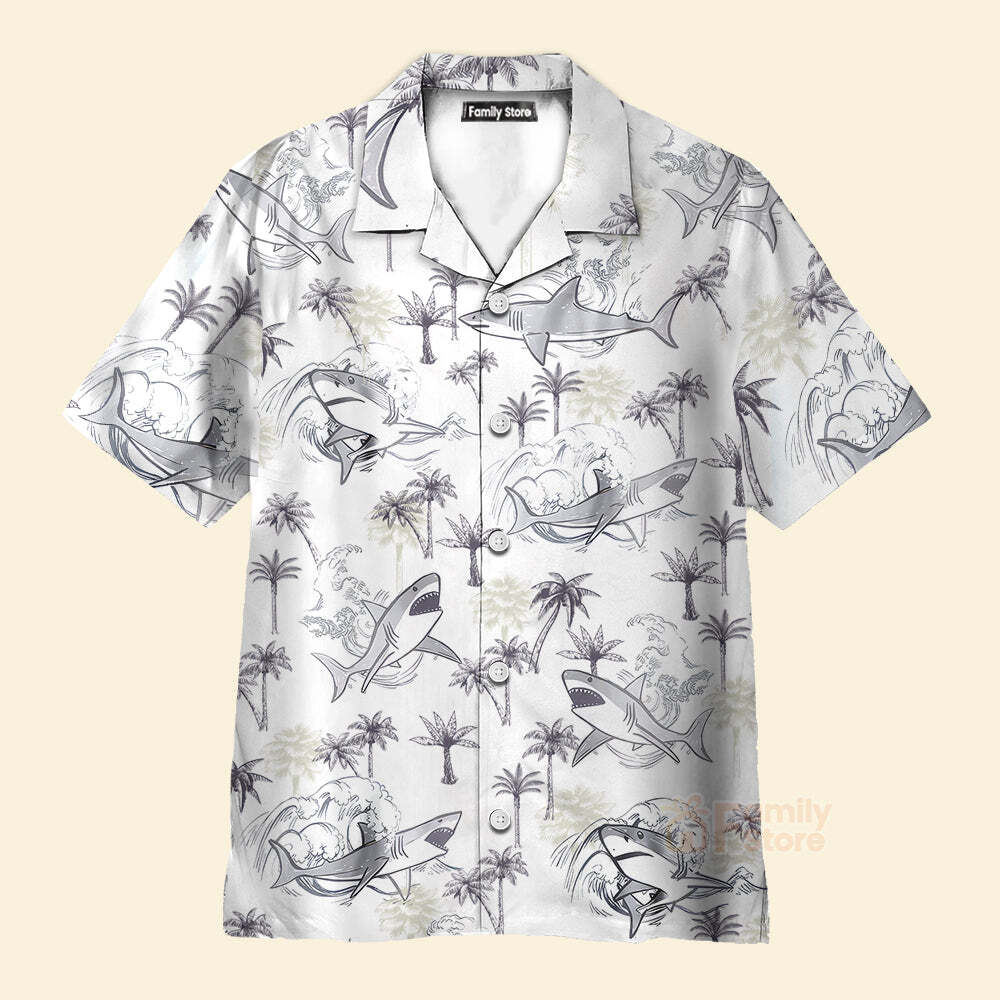 Shark Hawaiian Shirt For Men US Size Summer Style NEW