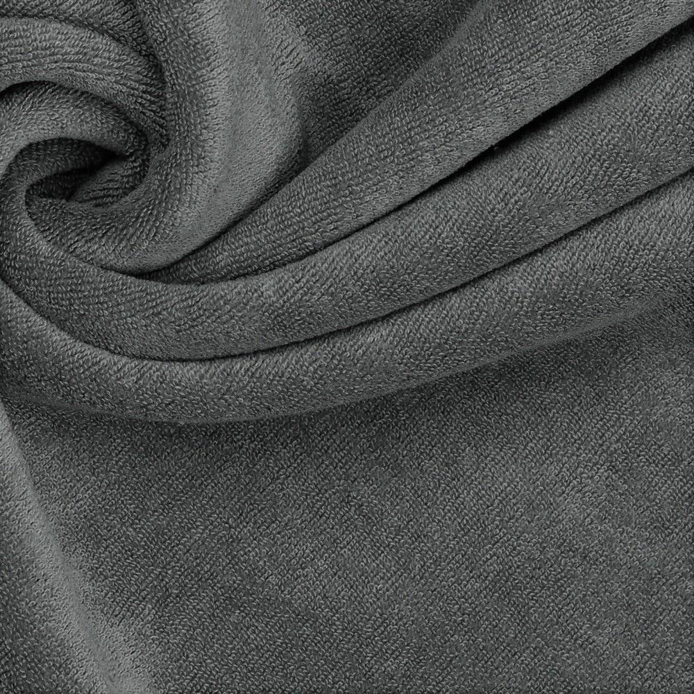 Soft Stretch Cotton Terry Towelling Fabric in Dark Grey for Versatile Projects