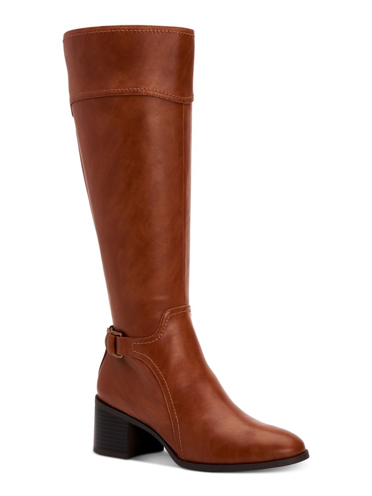 STYLE & COMPANY Womens Brown Panel Vannie Round Toe Block Heel Riding Boot 6 M
