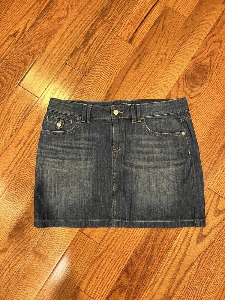 Ann Taylor Loft Mini Denim Jean Skirt Size 6 Pockets Y2k 90s Vintage