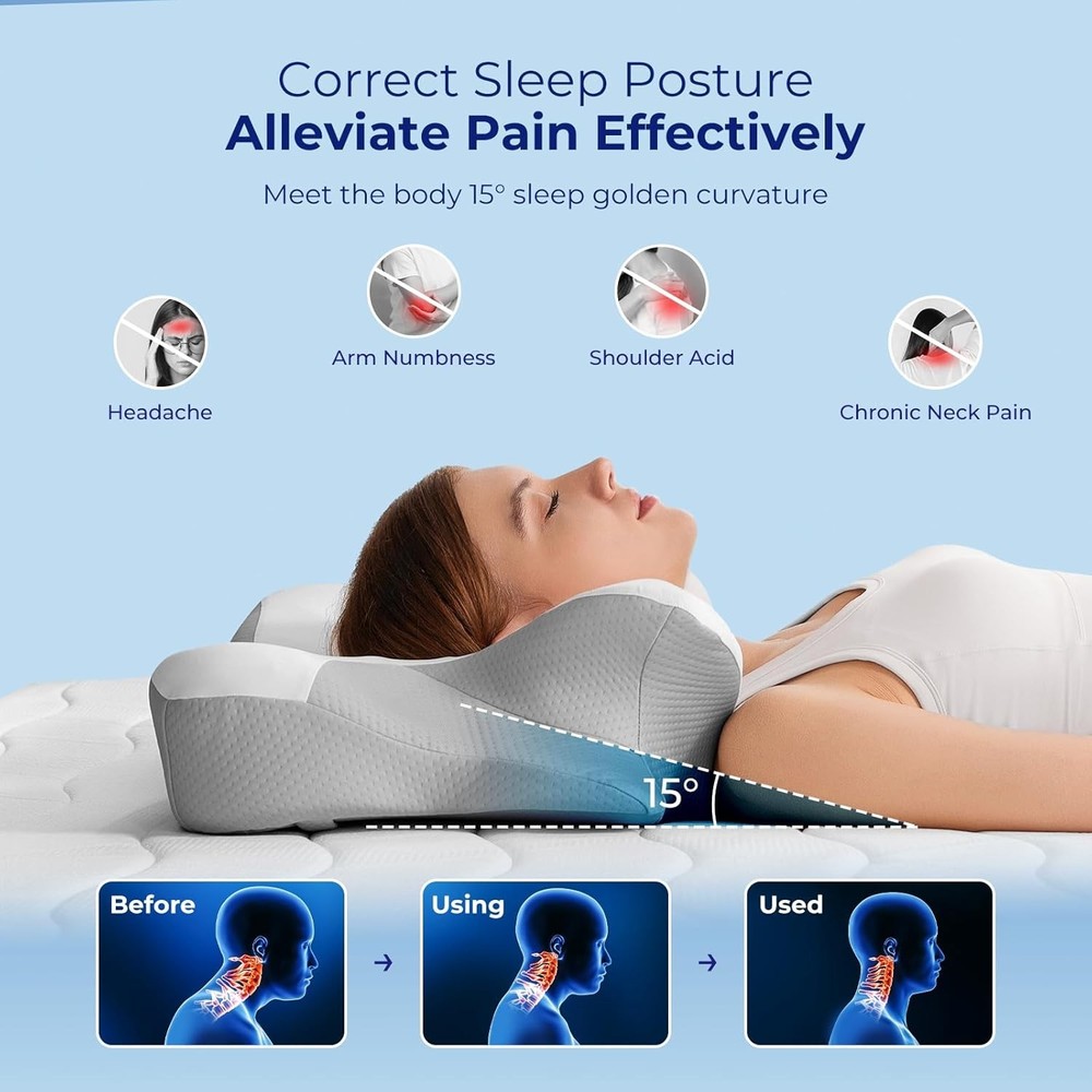 Ergonomic Memory Foam Cervical Pillow for Neck Pain Relief – Comfort for All Sleepers
