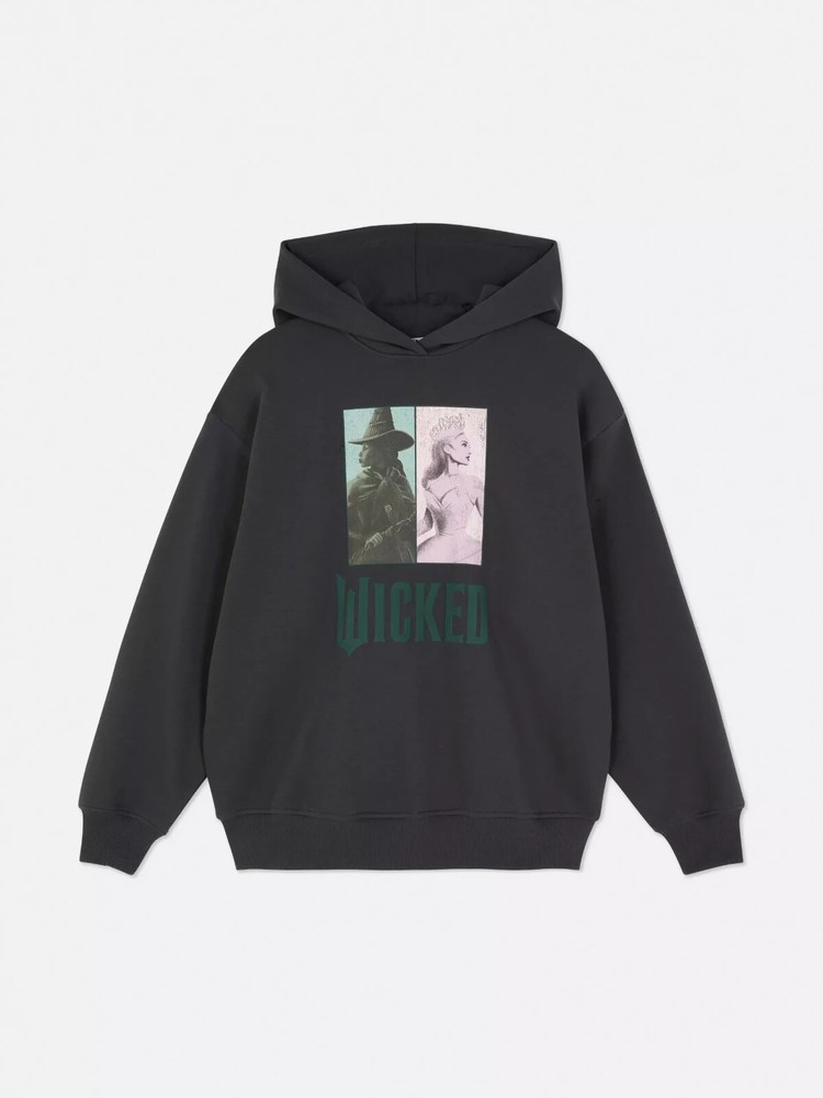 Wicked Glinda and Elphaba Hoodie-Long Sleeves-Charcoal Grey Soft Jersey-4-20