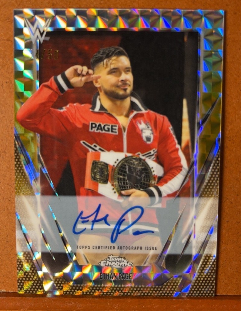 Ethan Page 2026 Topps Chrome WWE Gold Geometric /50 AUTO #BCA-ETP