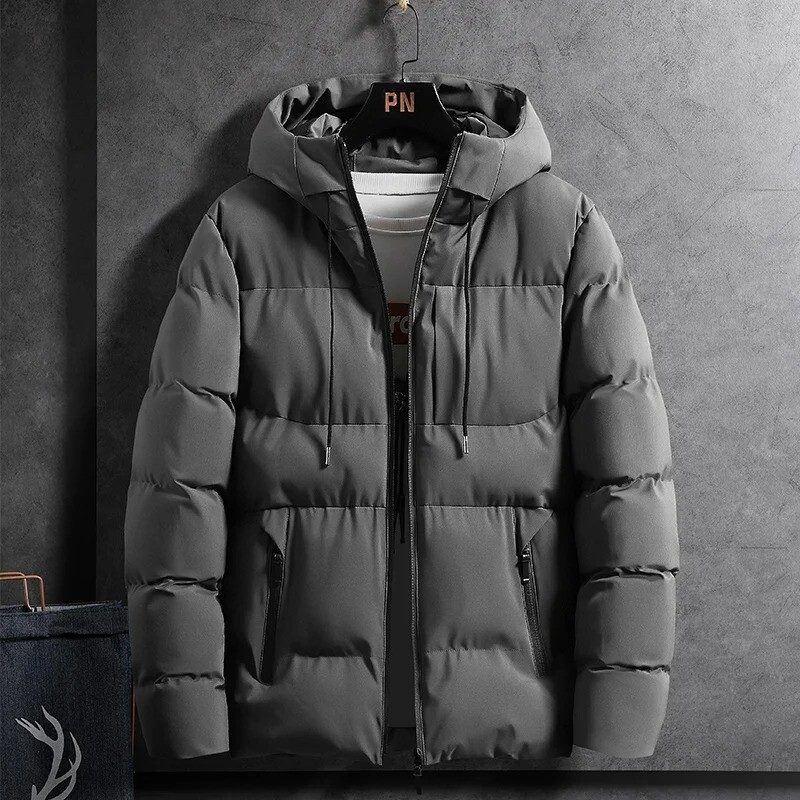 2022 Men's Thickened Hooded Short Cotton Coat Casual Outdoor Jacket