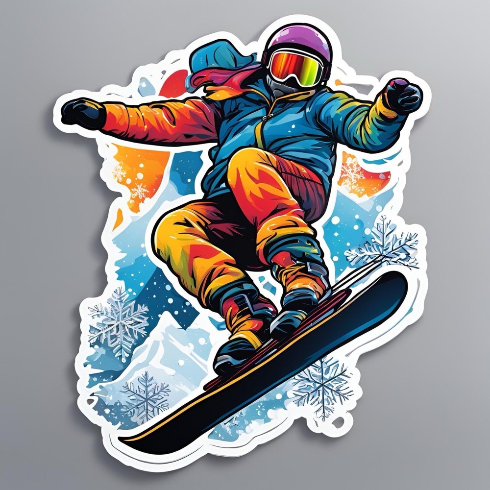 3x1.5” Colourful Rainbow Ski Boarder AMAZING STICKER!