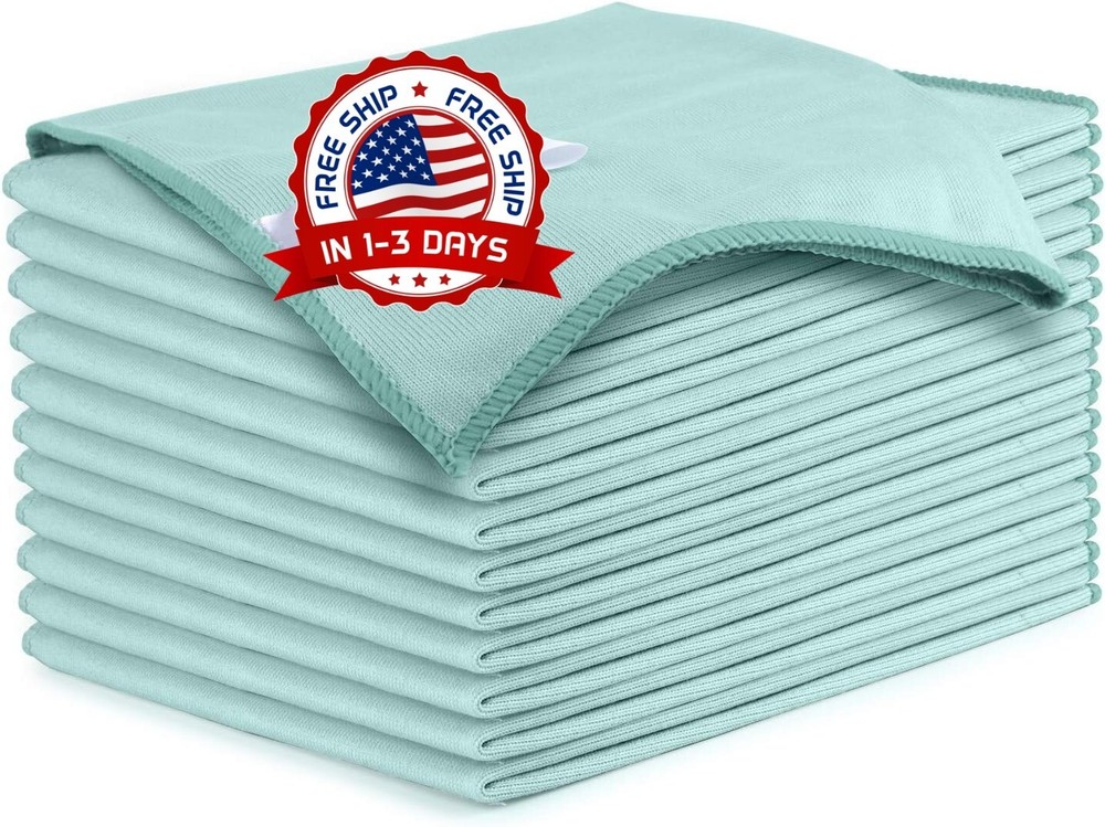 Paño De Microfibra Para Limpiar Vidrios, Paquete De 12 Toallitas Reutilizables.