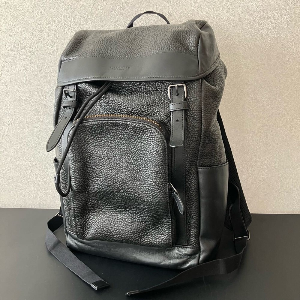 Men's COACH Pebble Leather Backpack Rucksack F72311 Excellent Condition