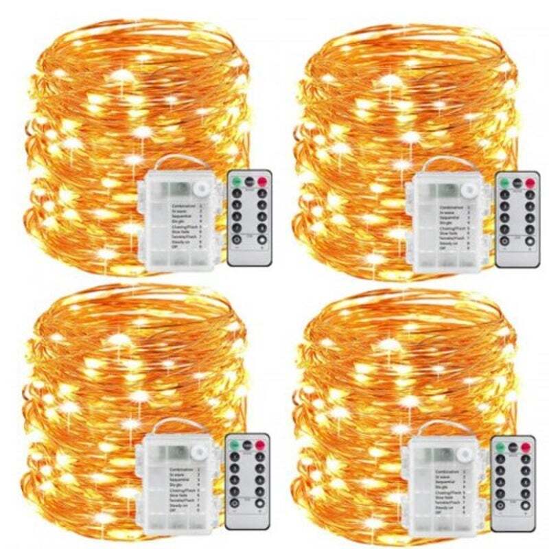 Fairy Lights Battery Operated 100Led String Remote Control Timer Twinkle 8Modes