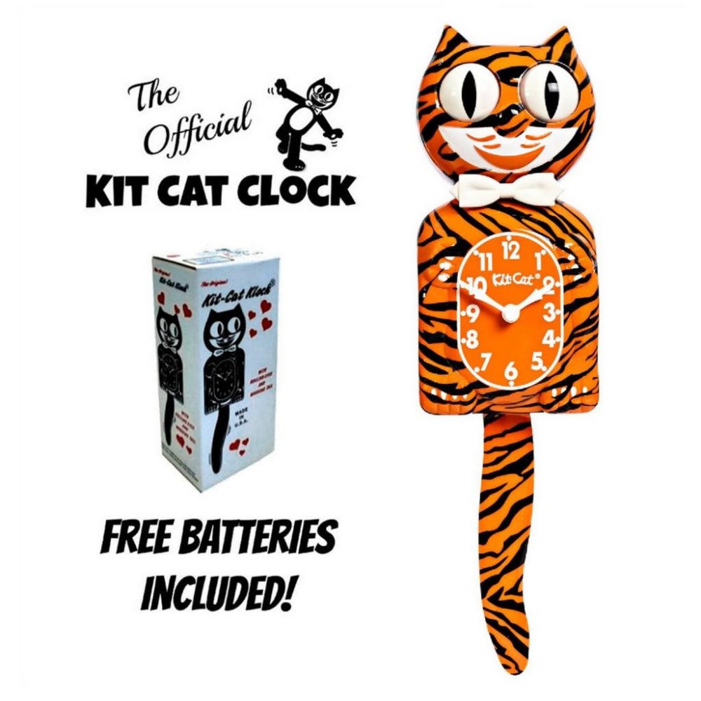 BENGAL TIGER KIT CAT CLOCK 15.5