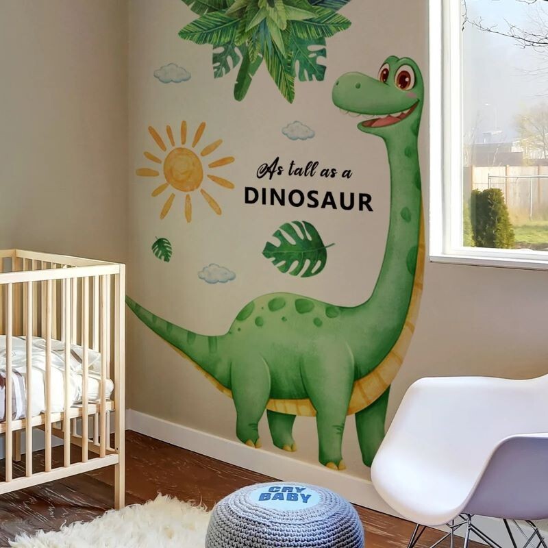 Wall Sticker Cartoon Animal Grass Decals Dino Art Mural Kids Bedroom Home Decor
