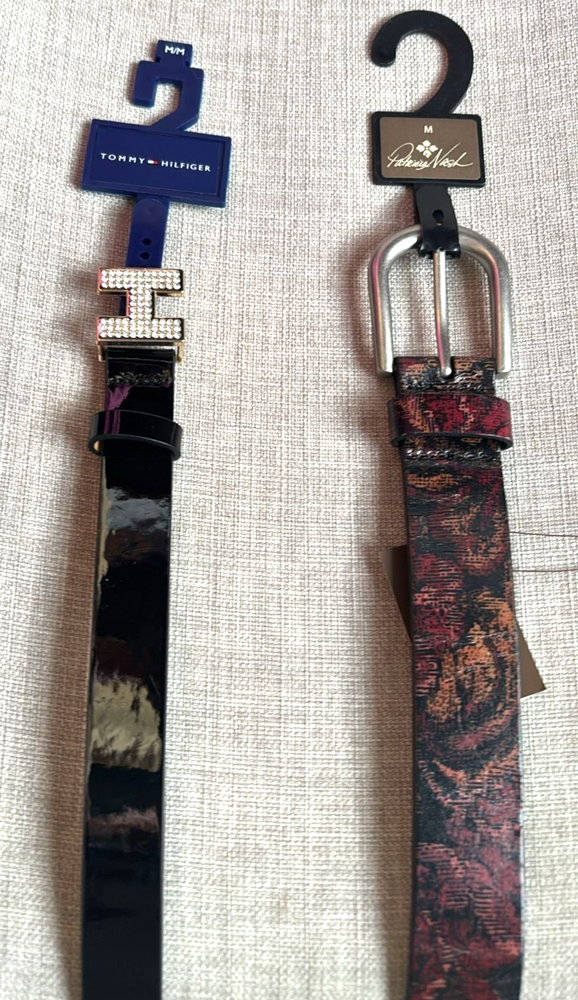 Tommy Hilfiger Black Metallic Belt or Patricia Nash Brocade Belt Womens Size M NWT