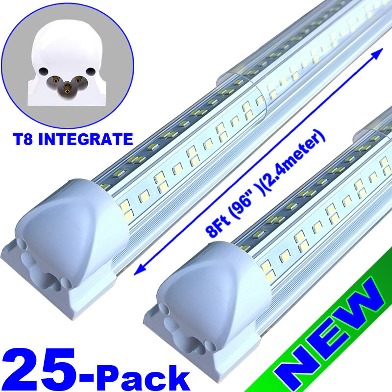 8Ft 144W LED Tube Light Bulbs Integrated 8'  LED Shop Light Fixture 18000lm 25 p