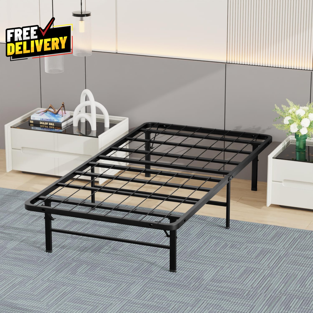 Twin Bed Frame Metal Platform Bed Frame Twin Size 14 Inch Mattress Foundation...