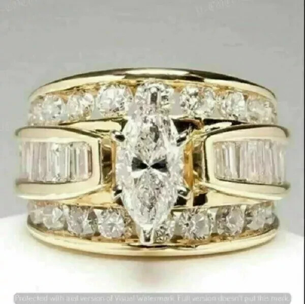 3Ct Lab-Created VVS1/D Diamond Solitaire Engagement Ring 14k Yellow Gold Finish