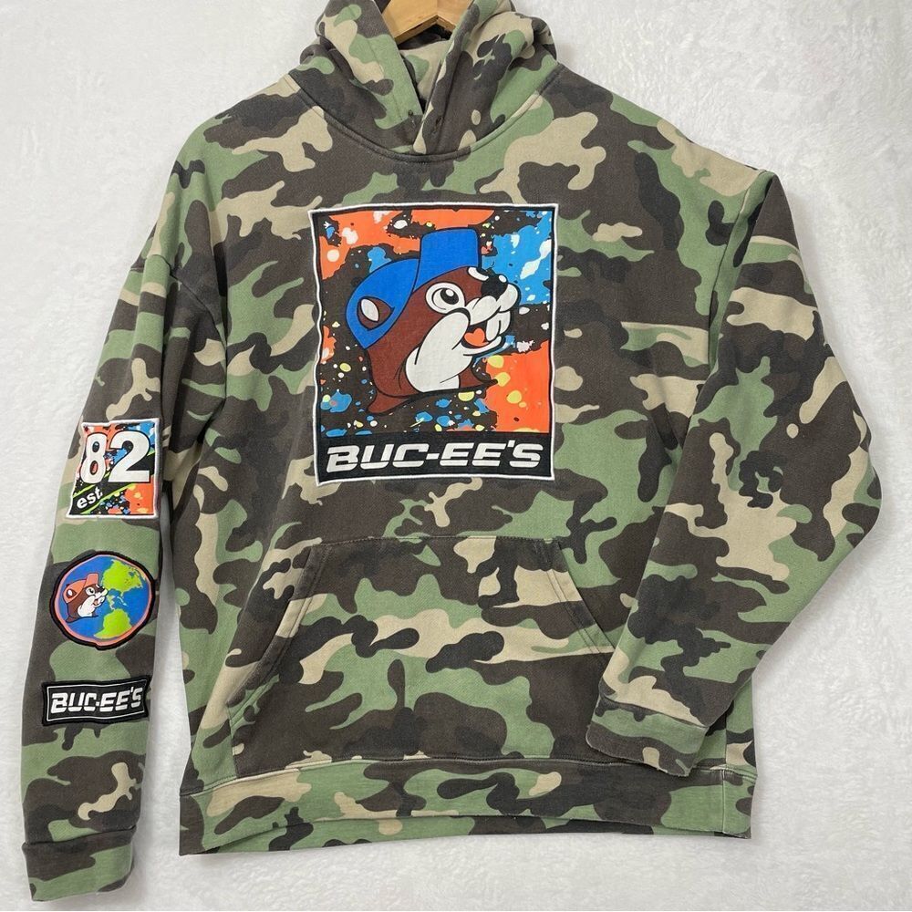 Buc-ee's Camo Pullover Youth Sz Large Sweatshirt Hoodie Souvenir Beaver Country