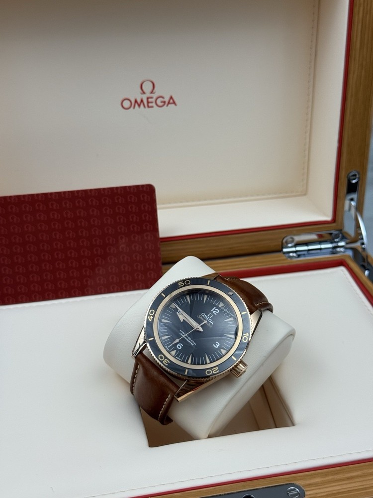 Omega Seamaster 300 41mm 18k Sedna Gold Black Dial Watch
