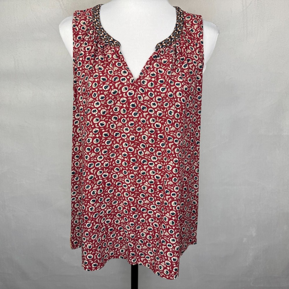 Anthropologie One September Accordion Back Split Neck Tank Top in Size S by Tamarosa