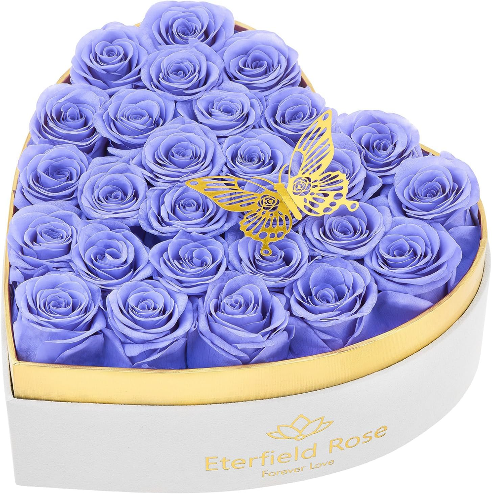 27-Piece Forever Flowers in Heart Shape Box, Valentine'S Day Preserved Roses Tha