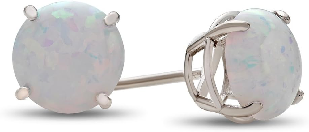 Stylish 10K Gold or Sterling Silver 7mm Round Stone Stud Earrings