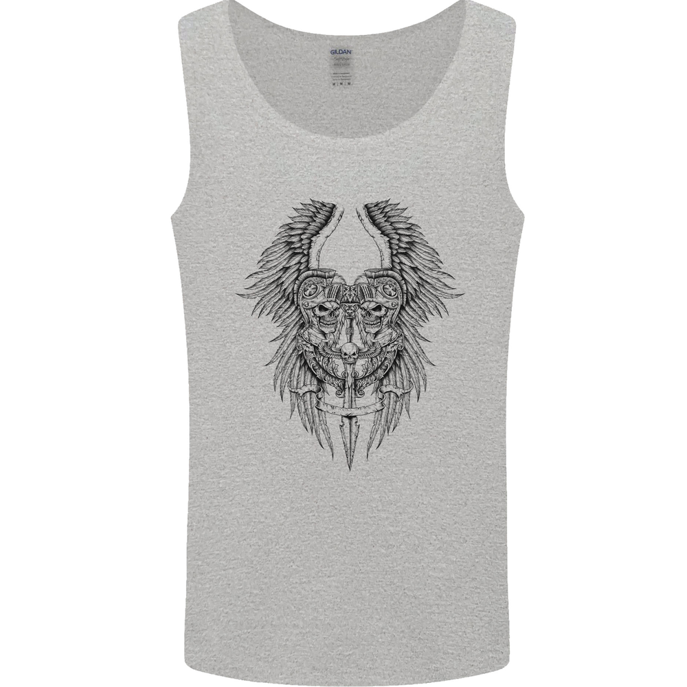 Two Roman Skulls Mens Vest Tank Top